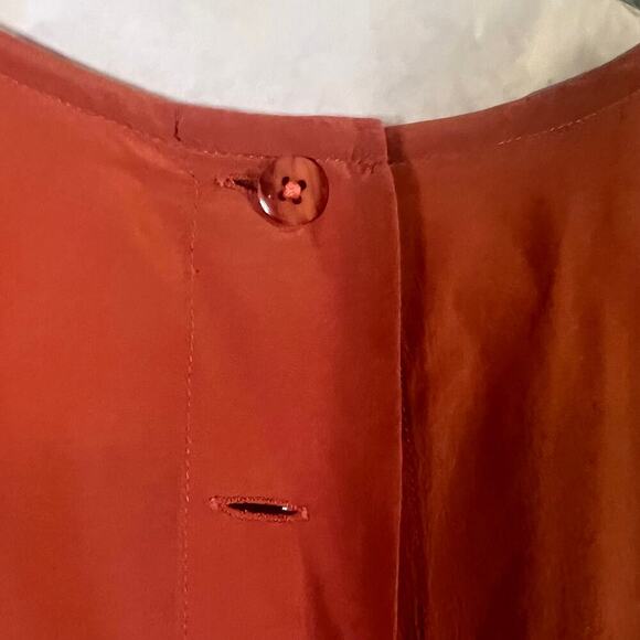 Peach Silk Blouse Linda Allard Ellen Tracy VTG Silk Blouse sz 12 Faux split fron - Picture 3 of 10